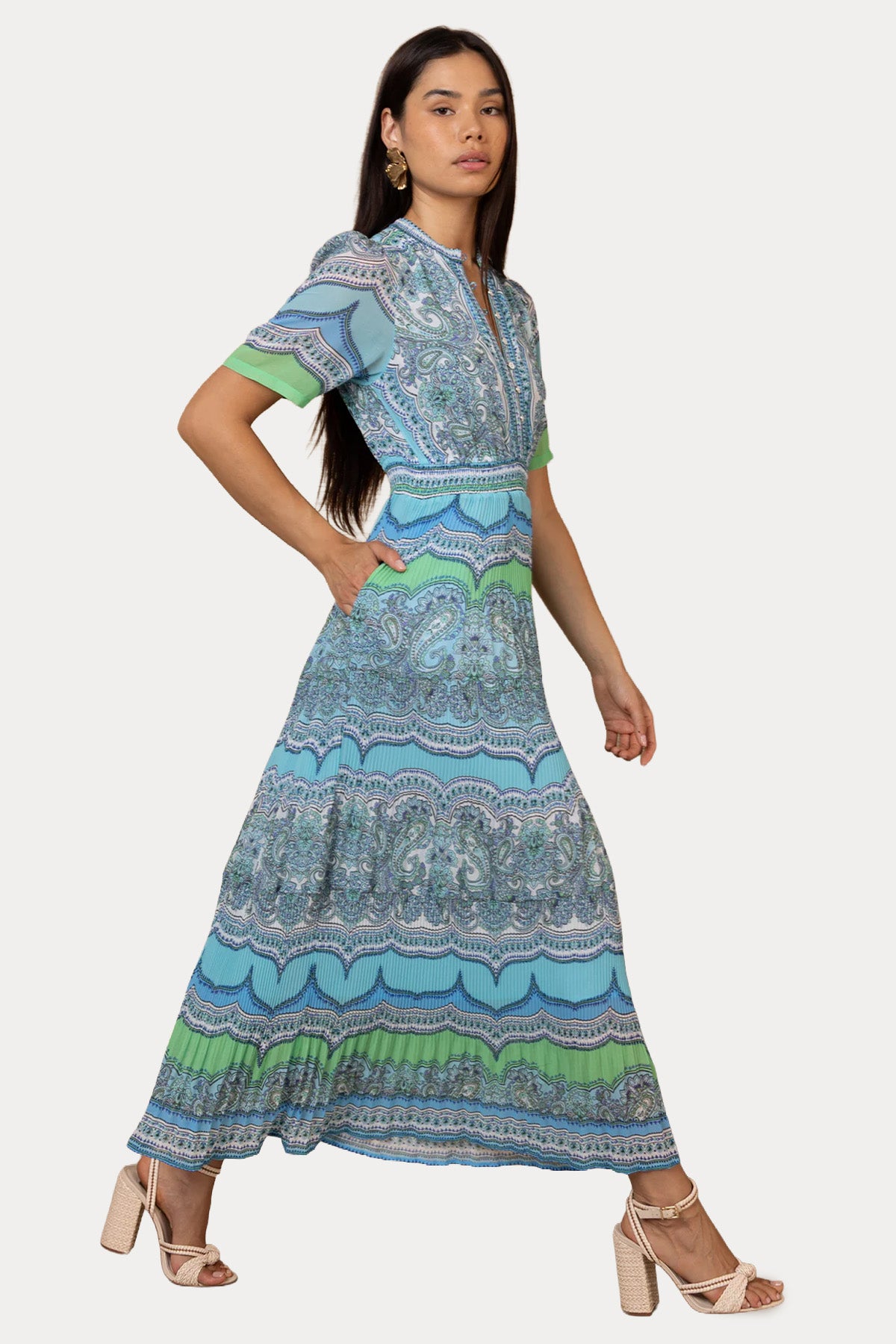 Hale Bob Regular Fit Desenli Maxi Elbise
