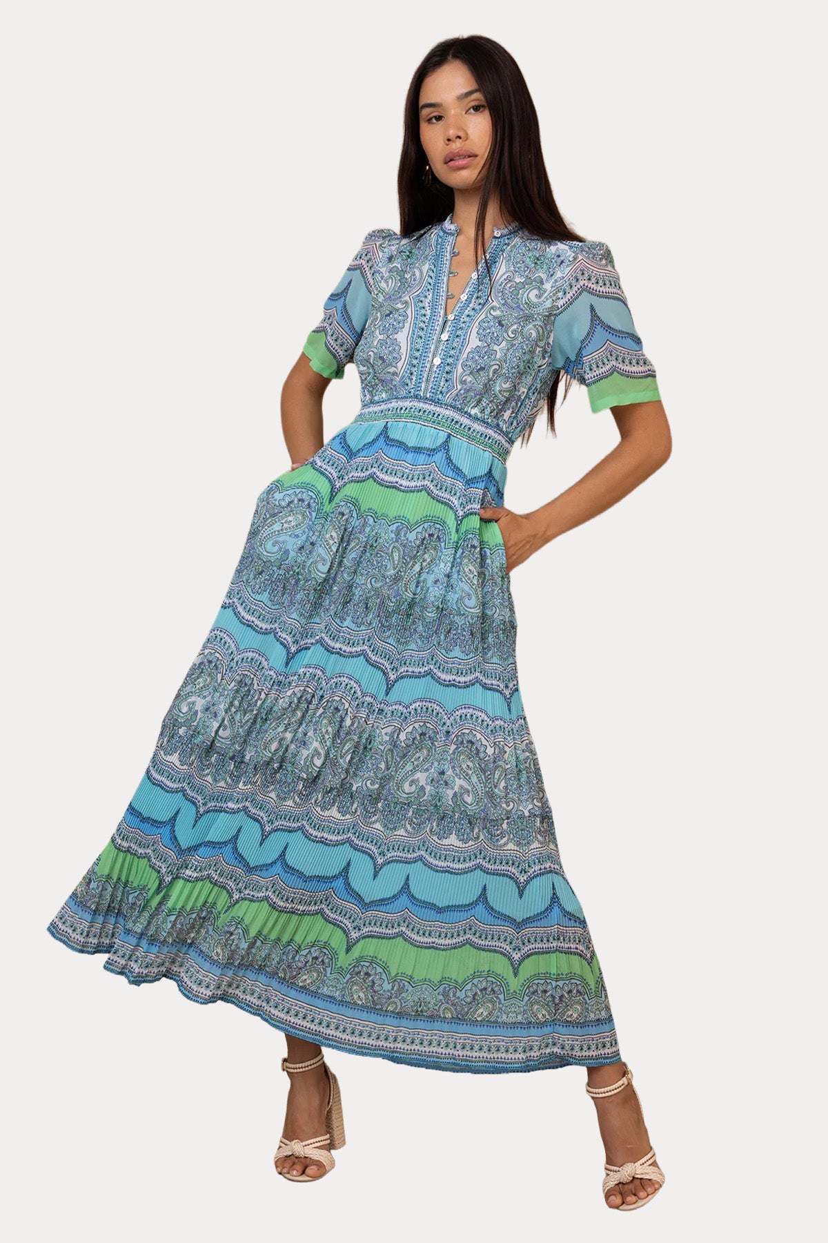 Hale Bob Regular Fit Desenli Maxi Elbise