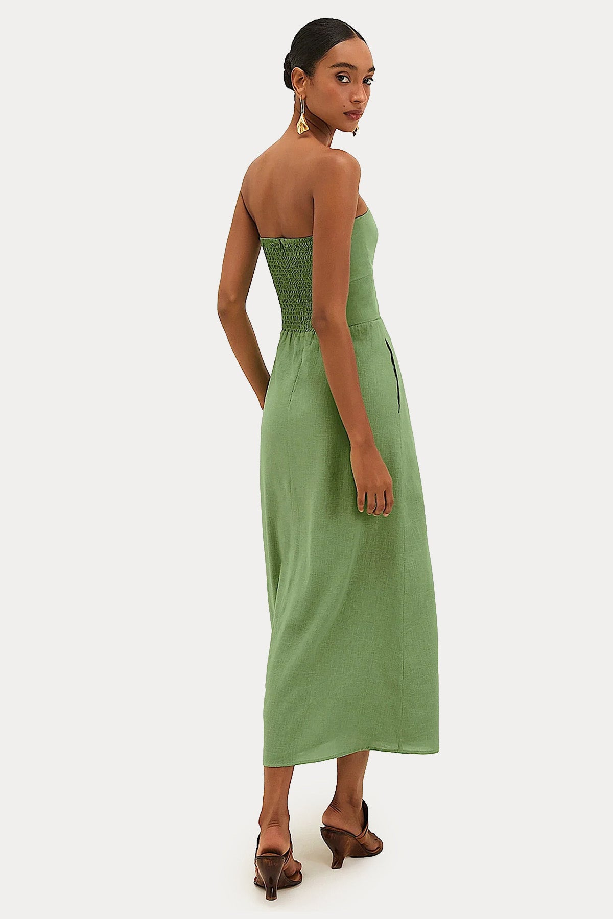 Vix Greta Straplez Midi Keten Elbise