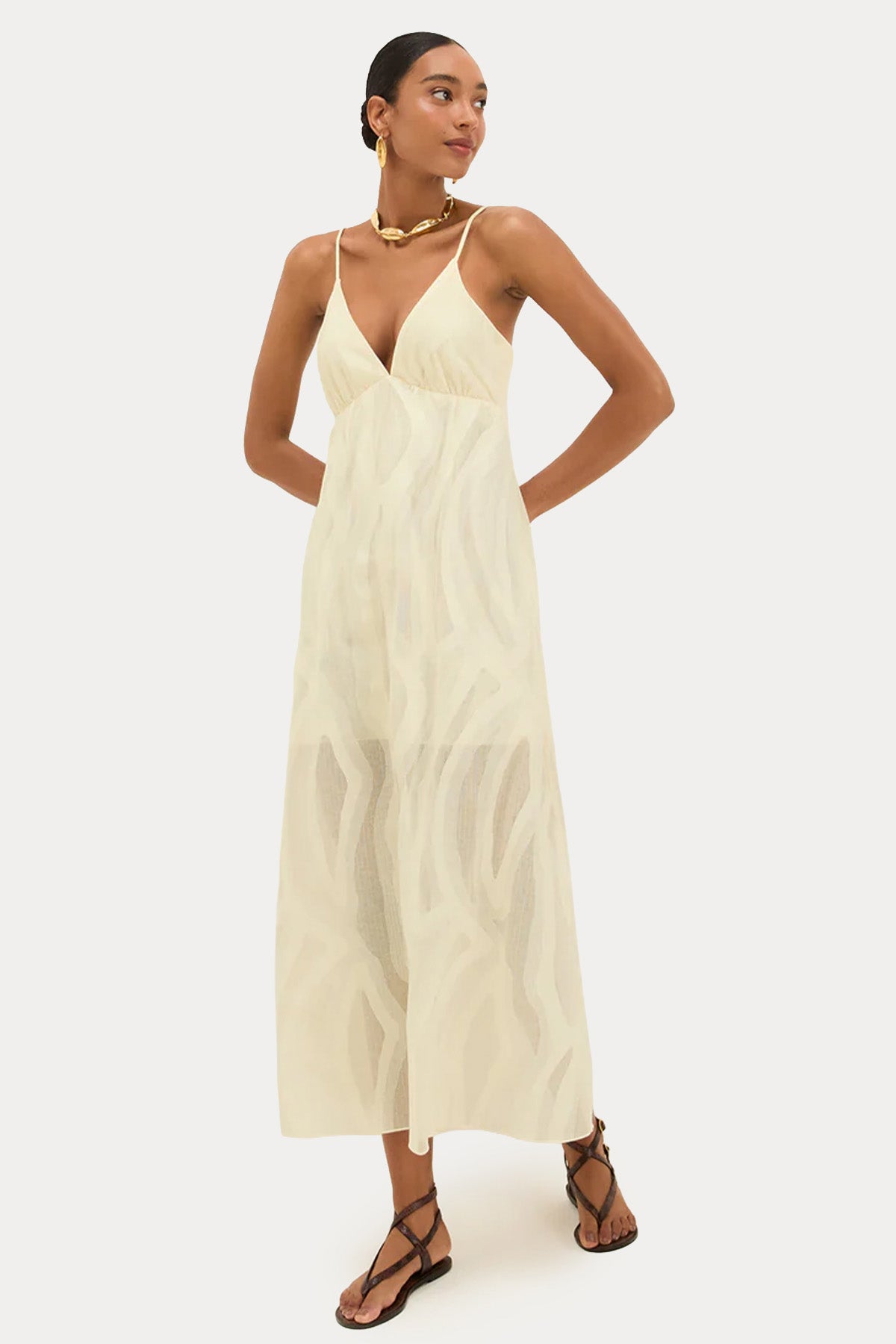 Vix Solid Nya Sırt Dekolteli Maxi Elbise