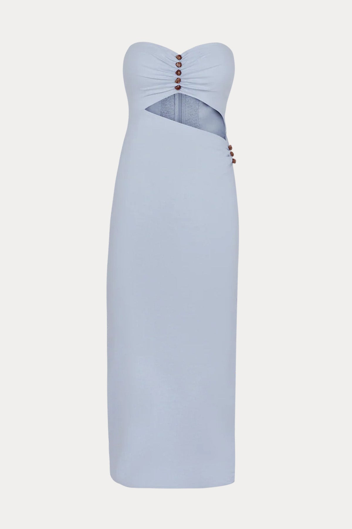 Vix Solid Sylvi Straplez Midi Keten Elbise