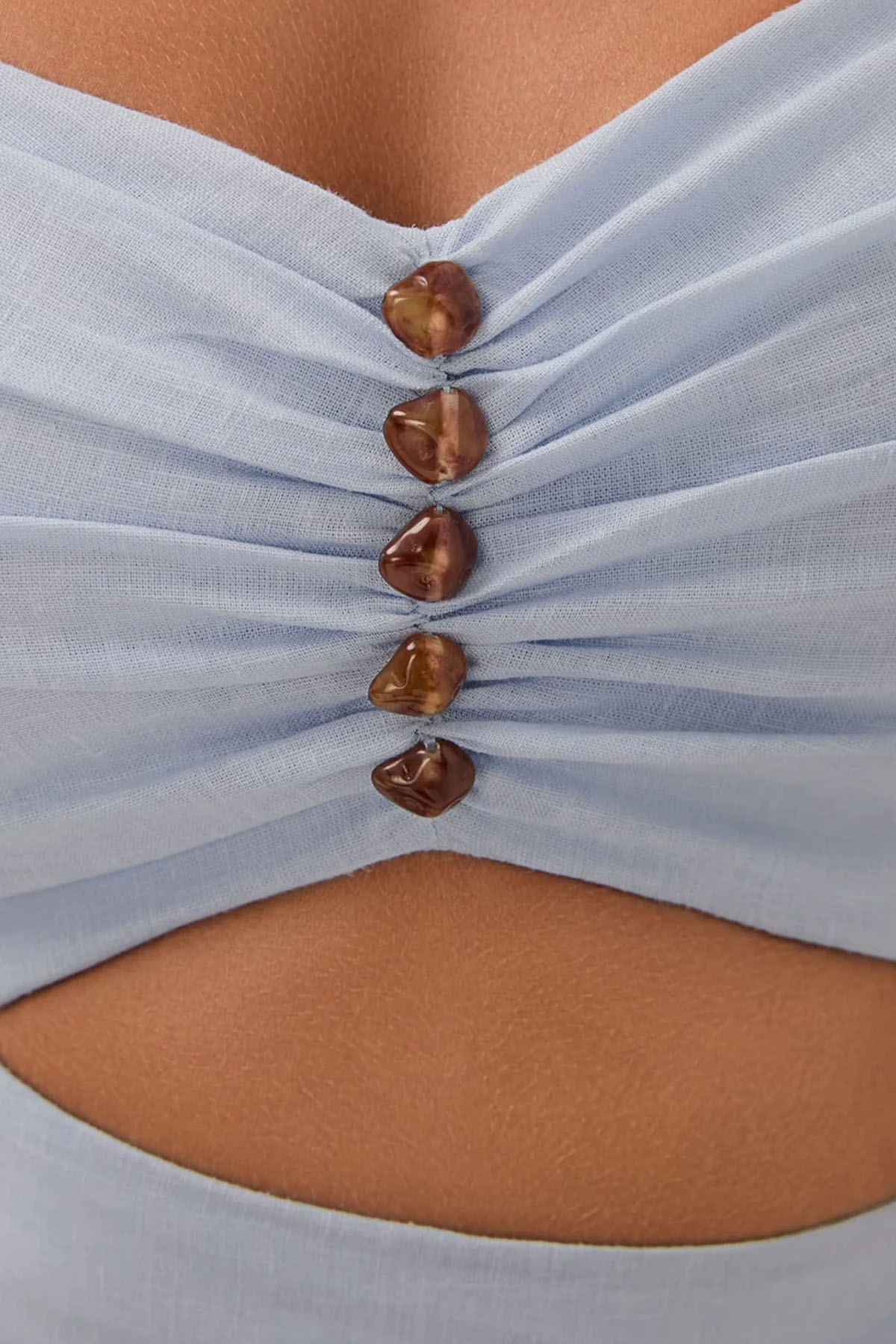 Vix Solid Sylvi Straplez Midi Keten Elbise