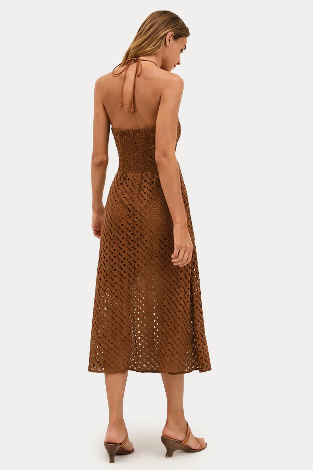 Vix Solid Melina Boyundan Bağlamalı Midi Elbise