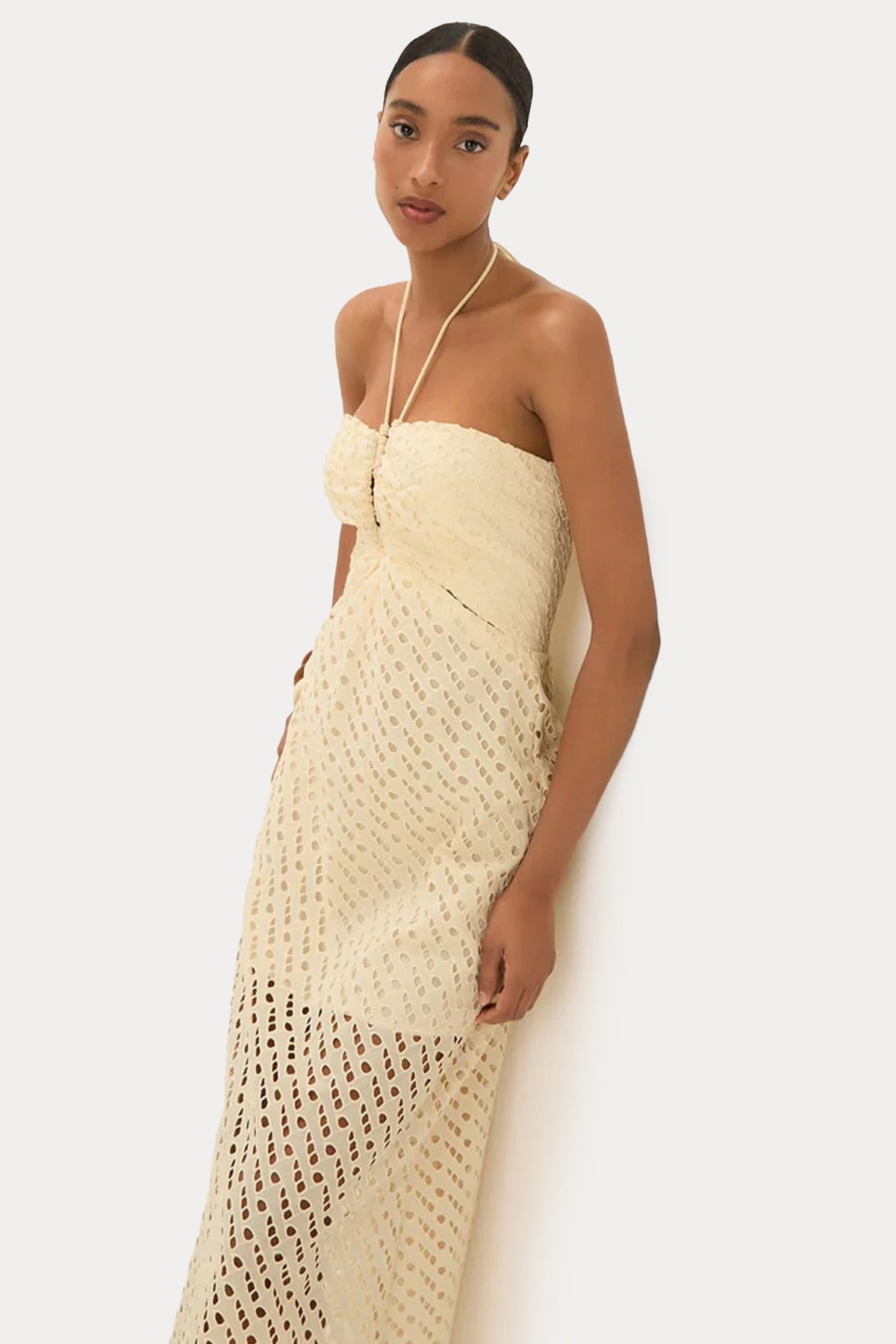 Vix Solid Melina Boyundan Bağlamalı Midi Elbise