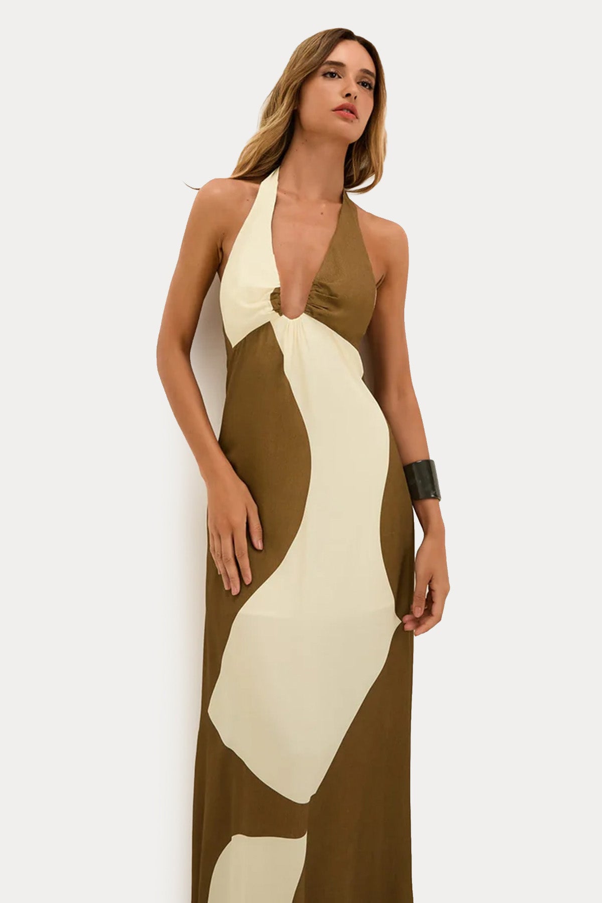 Vix Sara Boyundan Bağlamalı Sırt Dekolteli Maxi Elbise