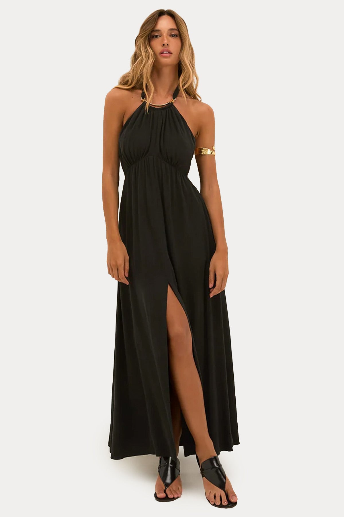 Vix Solid Joy Boyundan Bağlamalı Sırt Dekolteli Maxi Elbise