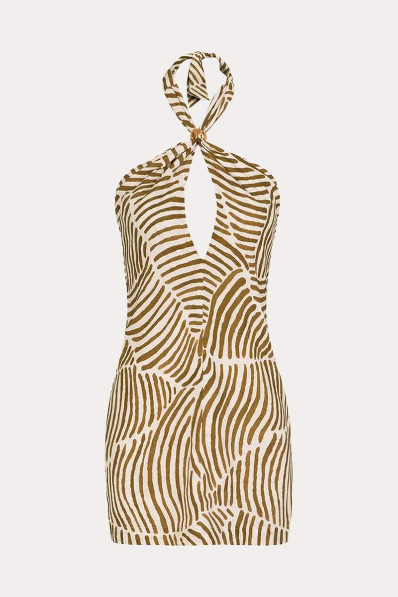 Vix Aster Slim Fit Mini Keten Elbise