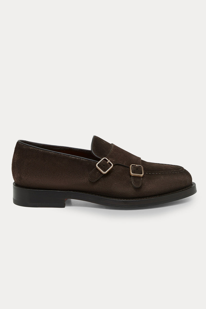 Santoni Goodyear Taban Süet Çift Tokalı Loafer Ayakkabı-Ayakkabı-Libas