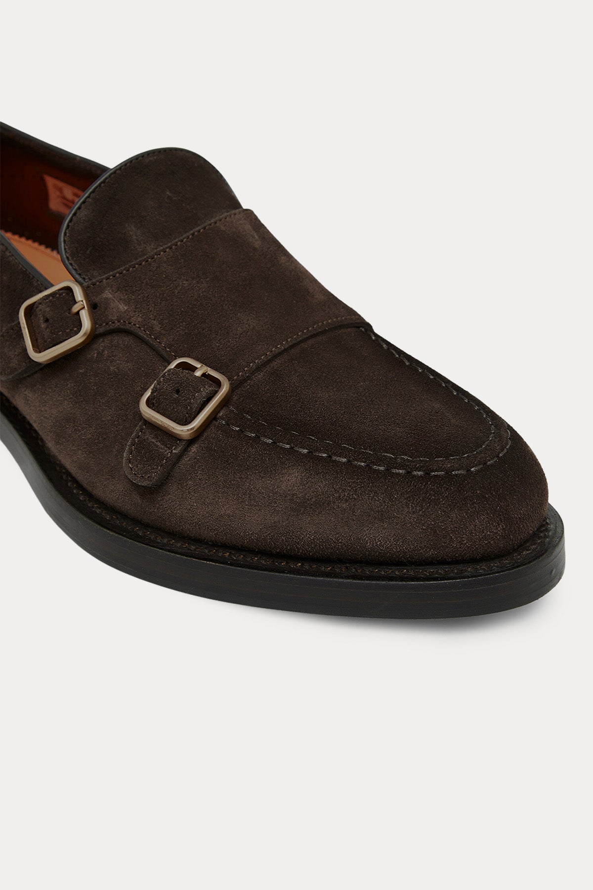 Santoni Goodyear Taban Süet Çift Tokalı Loafer Ayakkabı-Ayakkabı-Libas