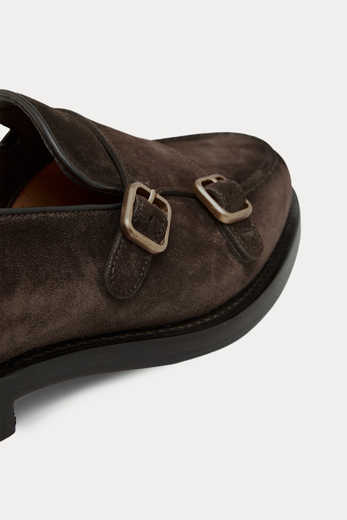 Santoni Goodyear Taban Süet Çift Tokalı Loafer Ayakkabı-Ayakkabı-Libas