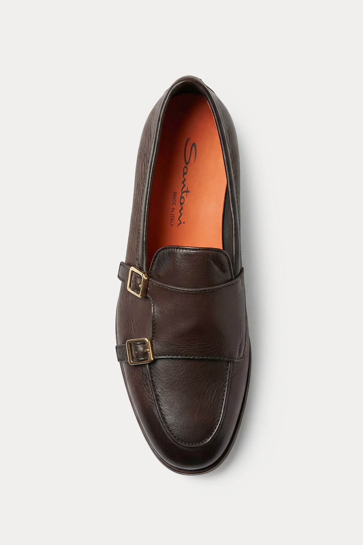 Santoni Çift Tokalı Deri Loafer Ayakkabı-Ayakkabı-Libas