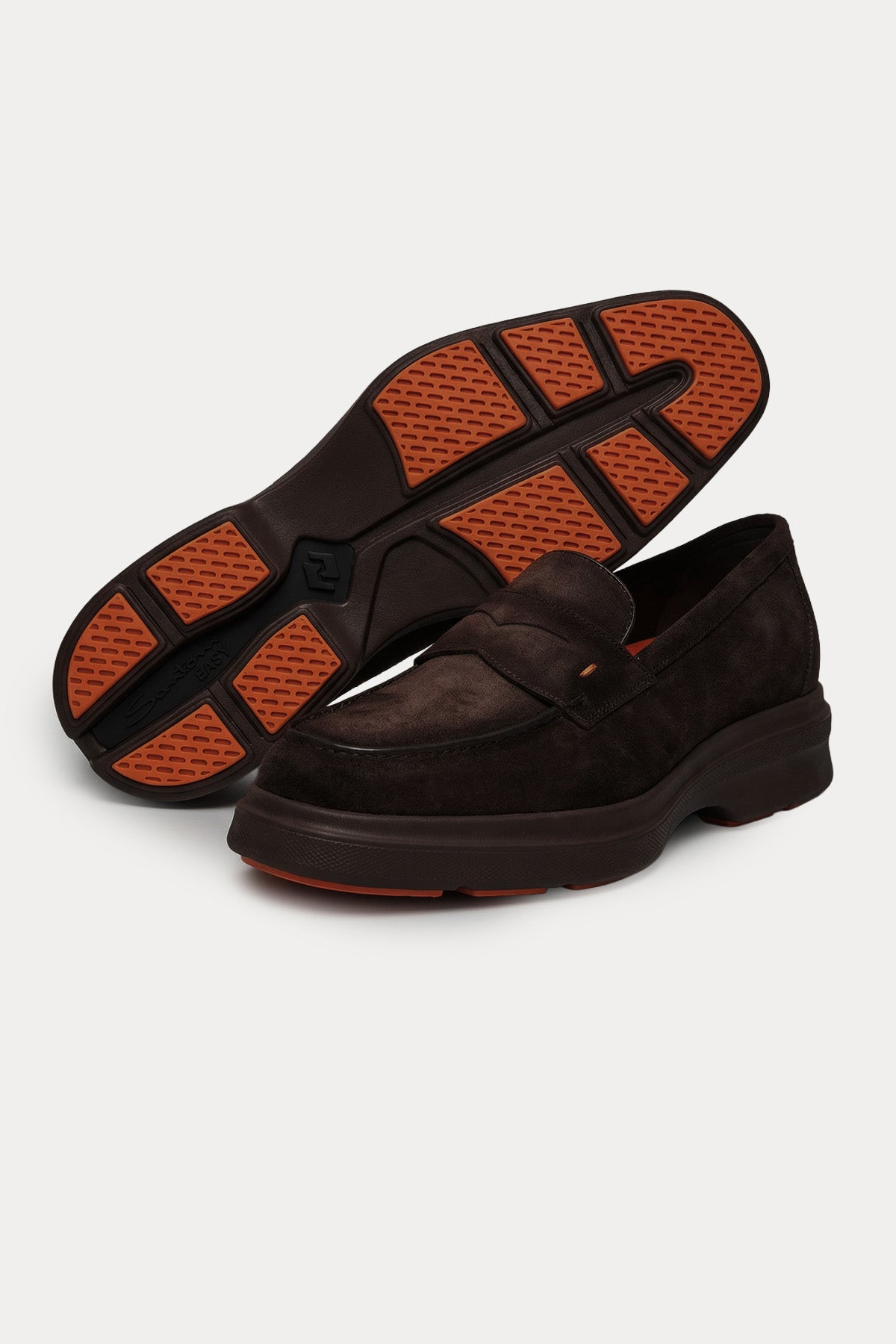Santoni Easy Taban Süet Loafer Ayakkabı-Ayakkabı-Libas