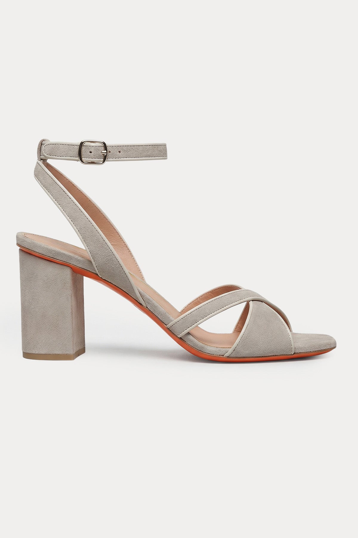 Santoni Küt Burun Topuklu Süet Sandalet