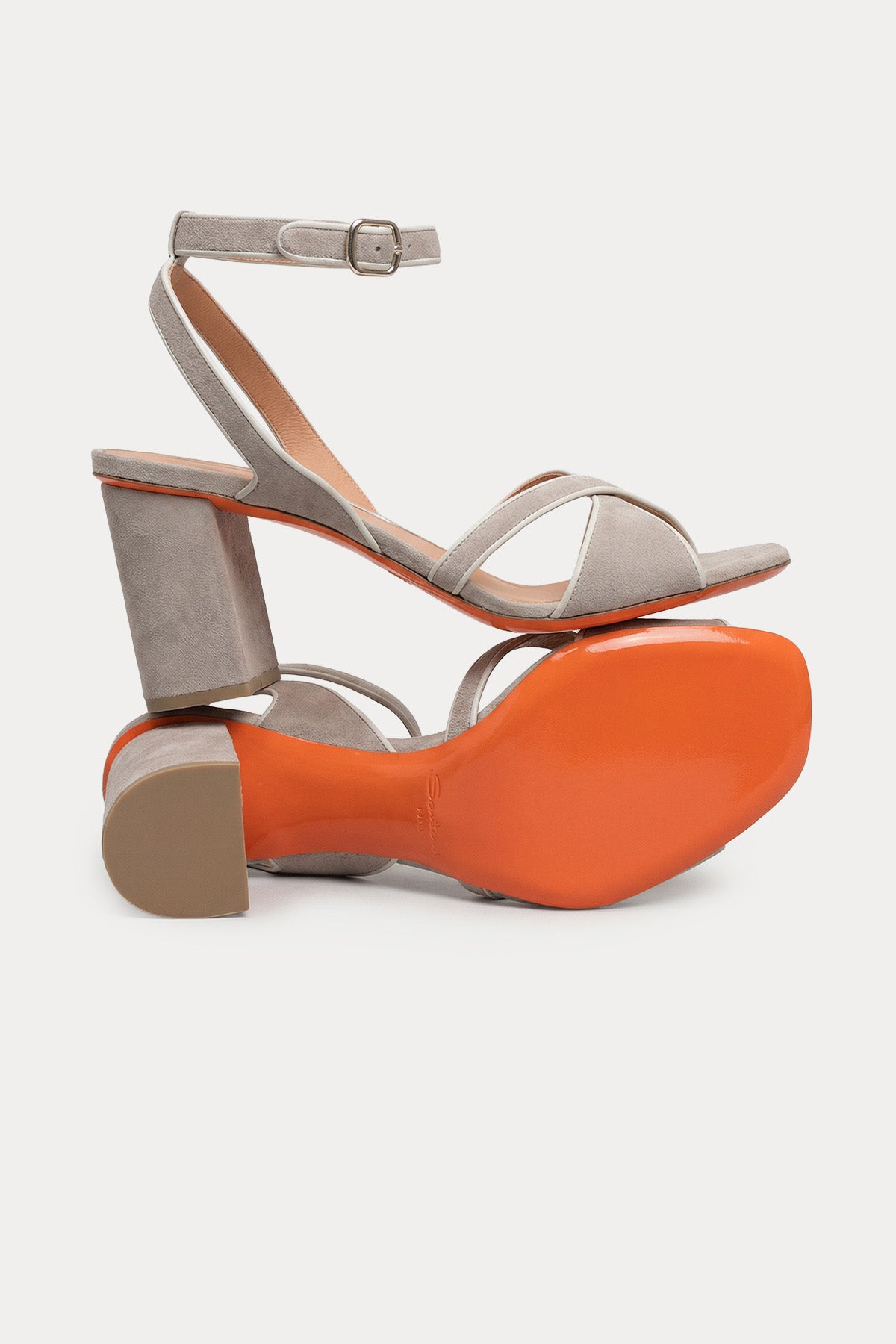 Santoni Küt Burun Topuklu Süet Sandalet-Sandalet-Libas