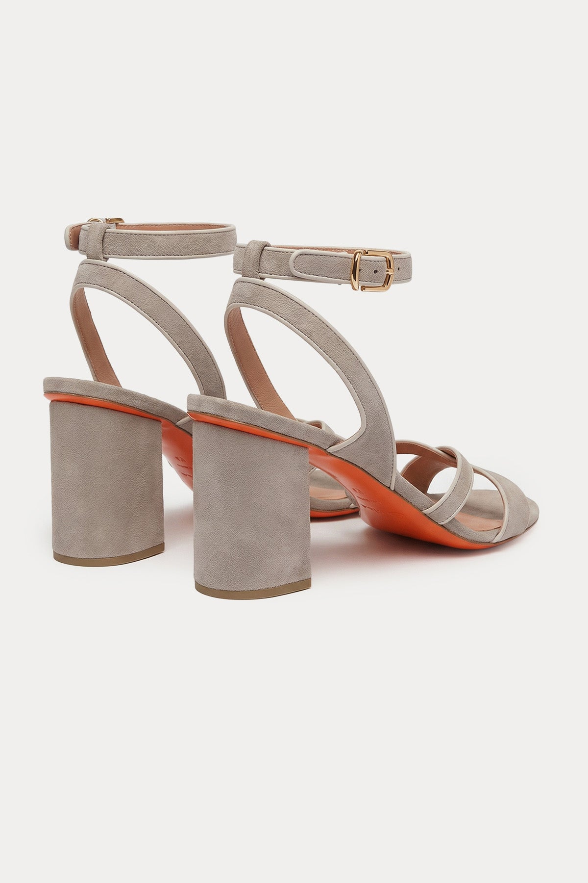 Santoni Küt Burun Topuklu Süet Sandalet-Sandalet-Libas
