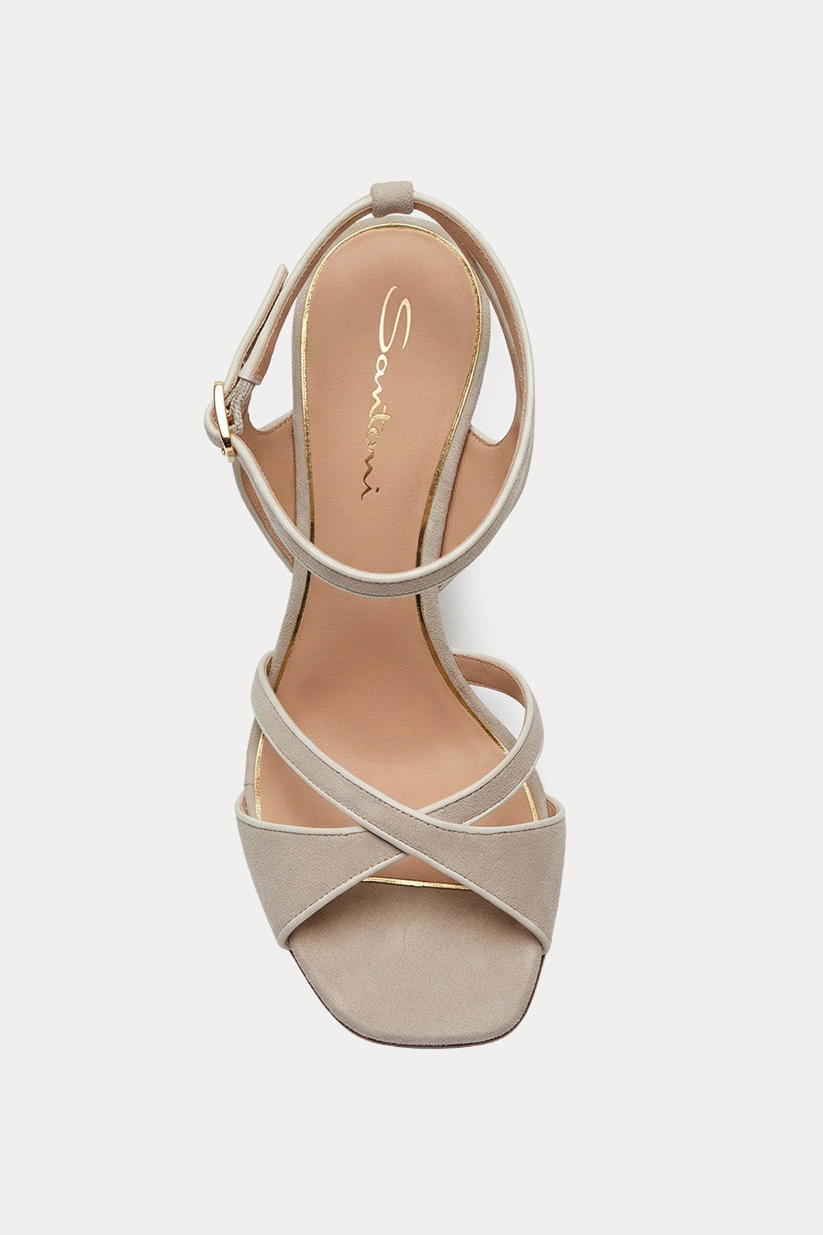 Santoni Küt Burun Topuklu Süet Sandalet-Sandalet-Libas