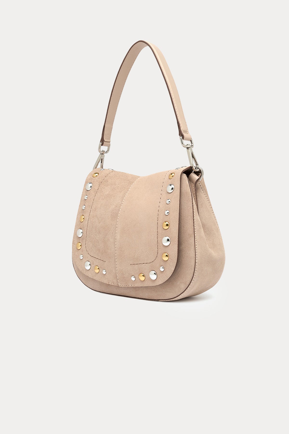 Gianni Chiarini Helena Round Troklu Süet Omuz Çantası-Çanta-Libas