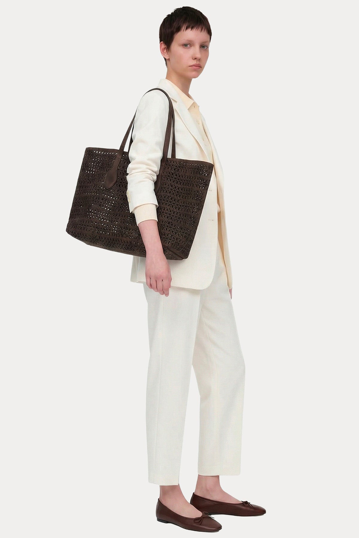 Gianni Chiarini Mashup Süet Lazer Kesim Delikli Shopping Bag Çanta-Çanta-Libas
