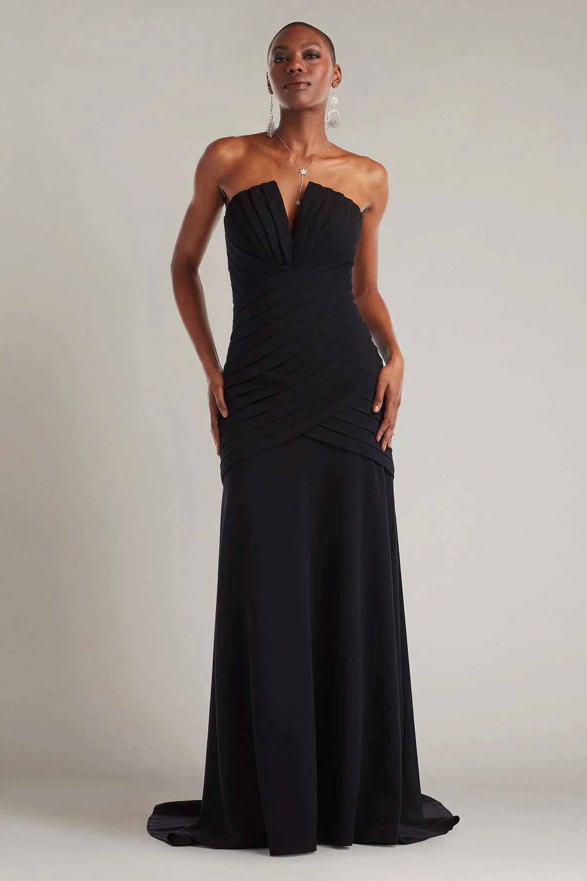 Tadashi Shoji Slim Fit Straplez Maxi Abiye Elbise