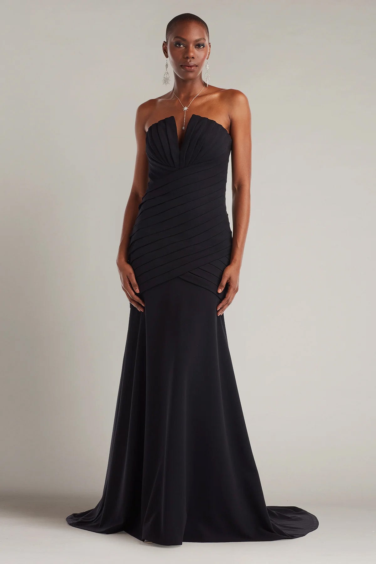 Tadashi Shoji Slim Fit Straplez Maxi Abiye Elbise