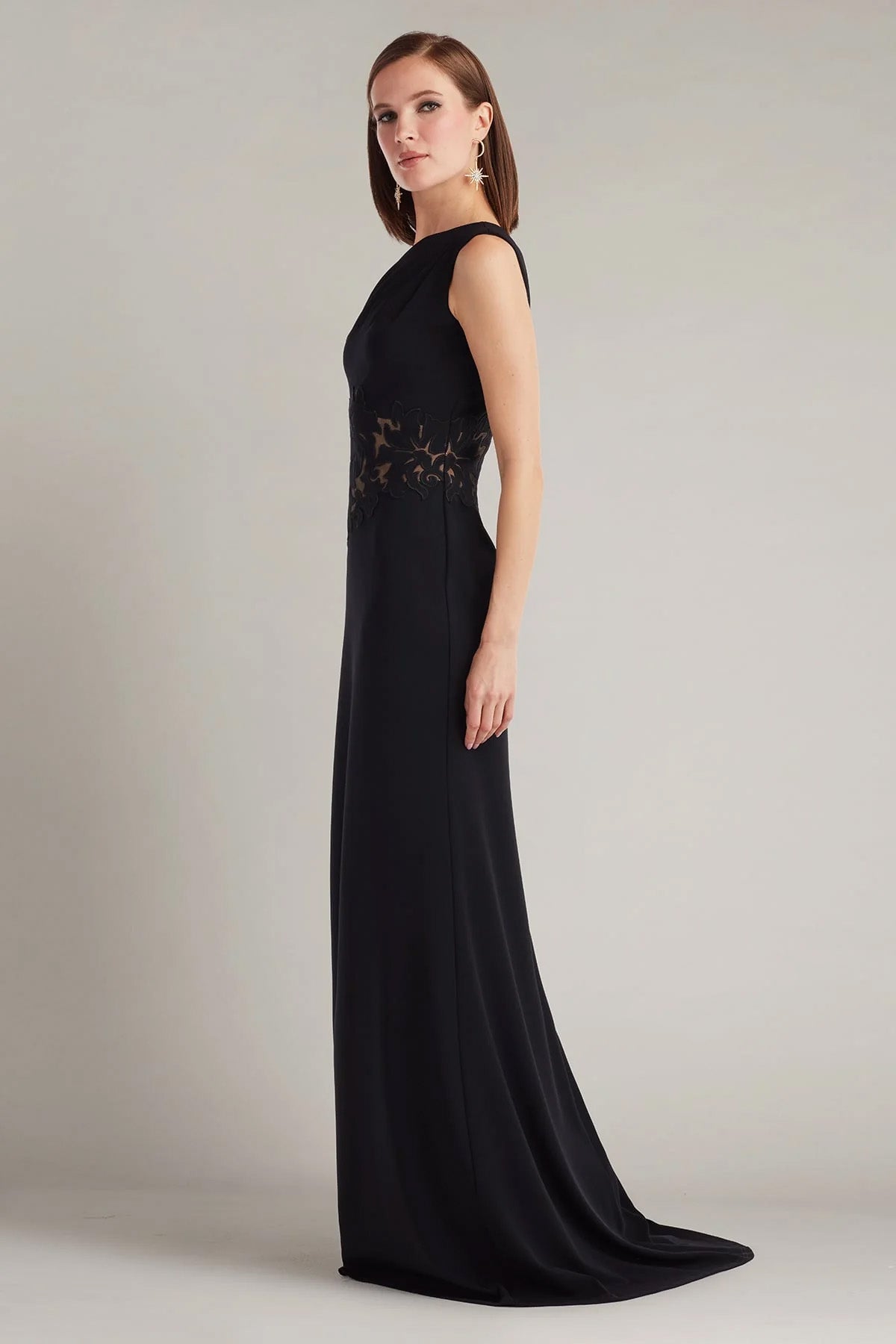 Tadashi Shoji Slim Fit Tek Omuz Maxi Abiye Elbise