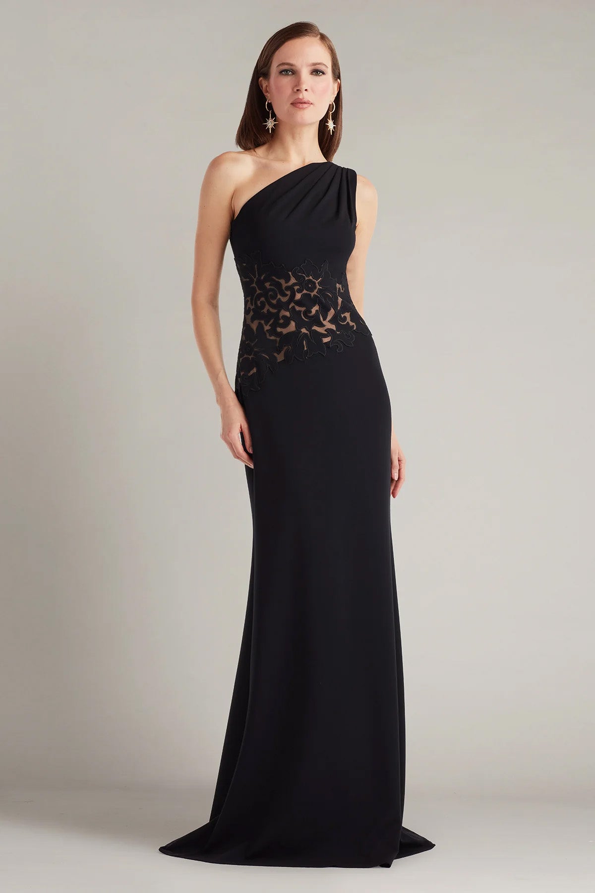 Tadashi Shoji Slim Fit Tek Omuz Maxi Abiye Elbise