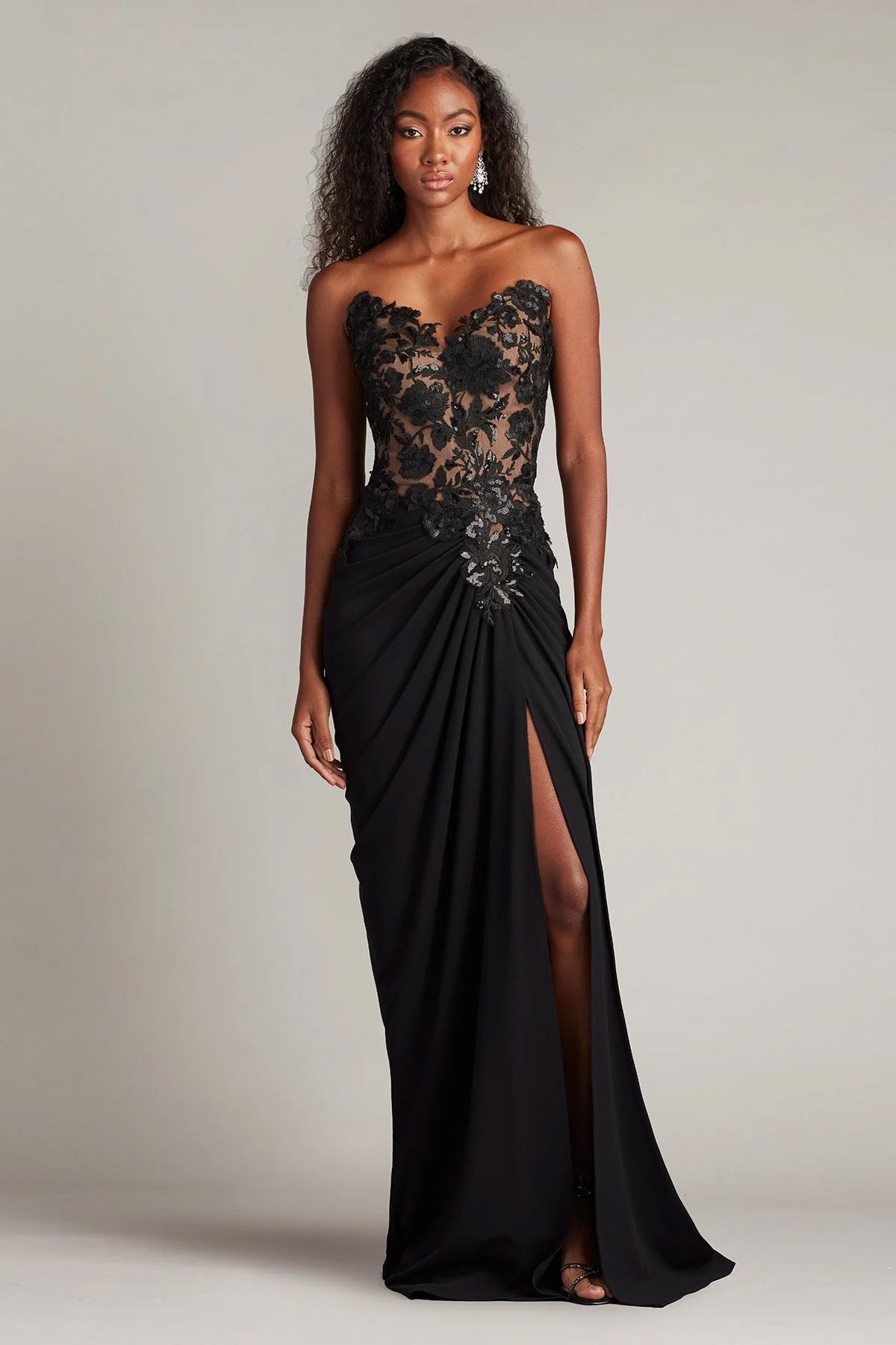 Tadashi Shoji Slim Fit Straplez Maxi Abiye Elbise