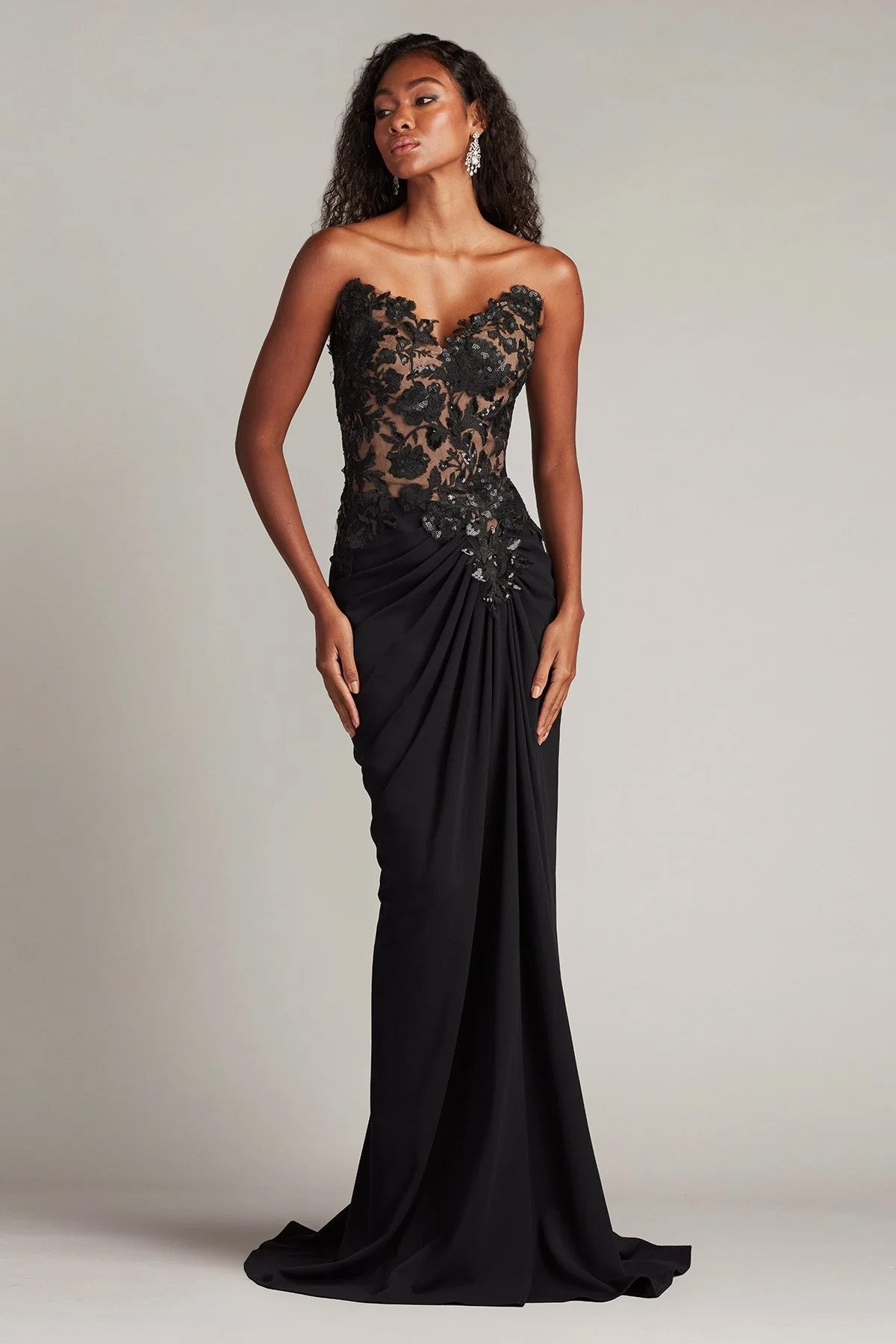 Tadashi Shoji Slim Fit Straplez Maxi Abiye Elbise