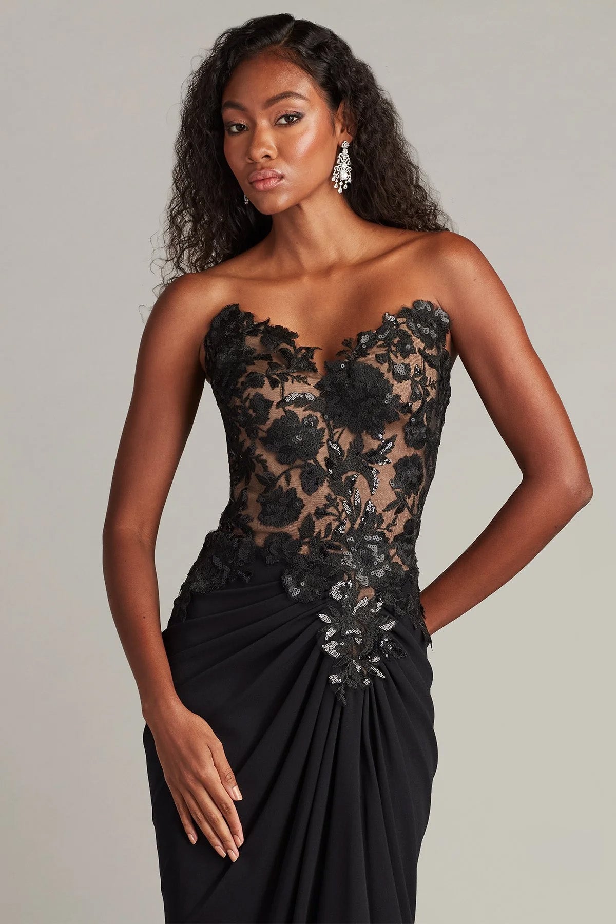 Tadashi Shoji Slim Fit Straplez Maxi Abiye Elbise