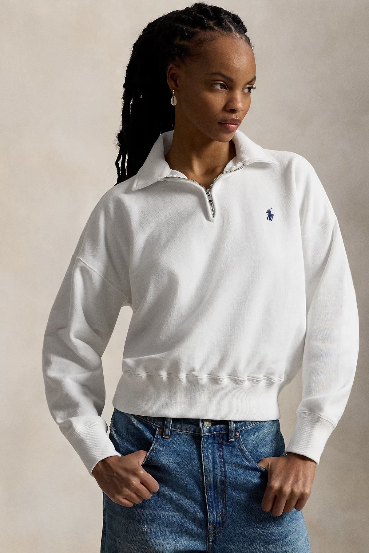 Polo Ralph Lauren Relaxed Fit Polo Yaka Yarım Fermuarlı Sweatshirt