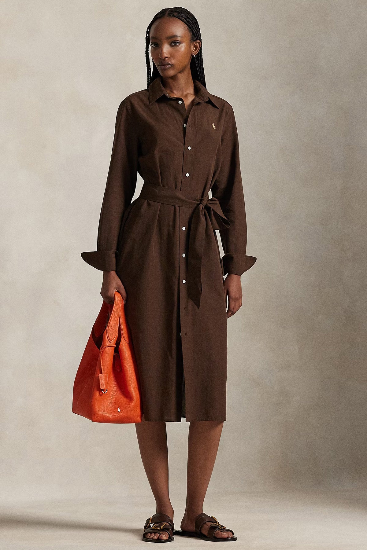 Polo Ralph Lauren Straight Fit Keten Midi Gömlek Elbise