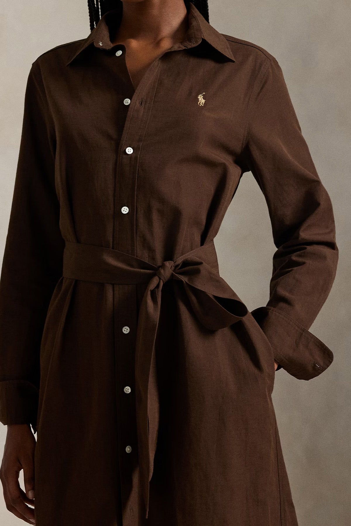 Polo Ralph Lauren Straight Fit Keten Midi Gömlek Elbise