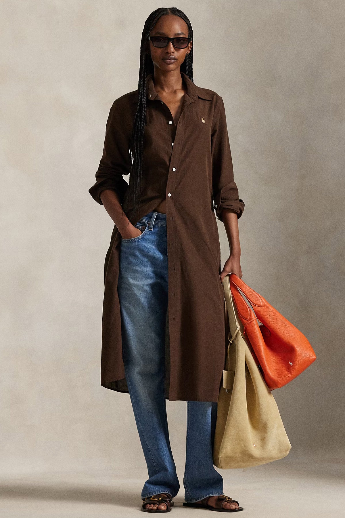 Polo Ralph Lauren Straight Fit Keten Midi Gömlek Elbise