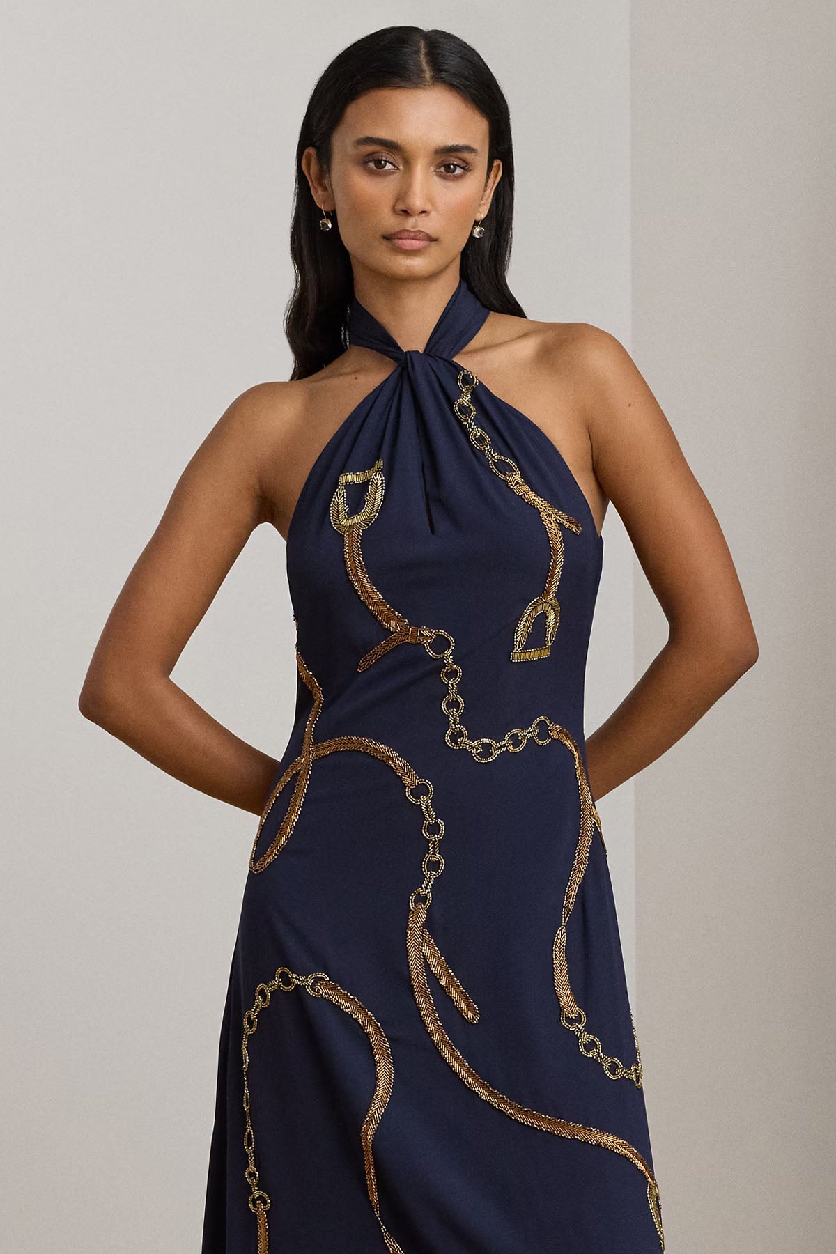 Polo Ralph Lauren Slim Fit Halter Yaka Maxi Elbise-Abiye-Libas