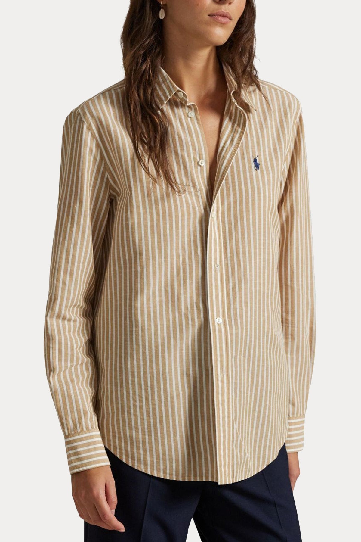 Polo Ralph Lauren Classic Fit Çizgili Keten Gömlek