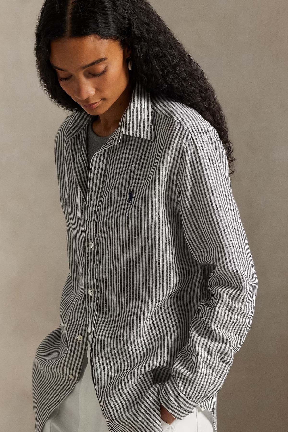 Polo Ralph Lauren Classic Fit Çizgili Keten Gömlek