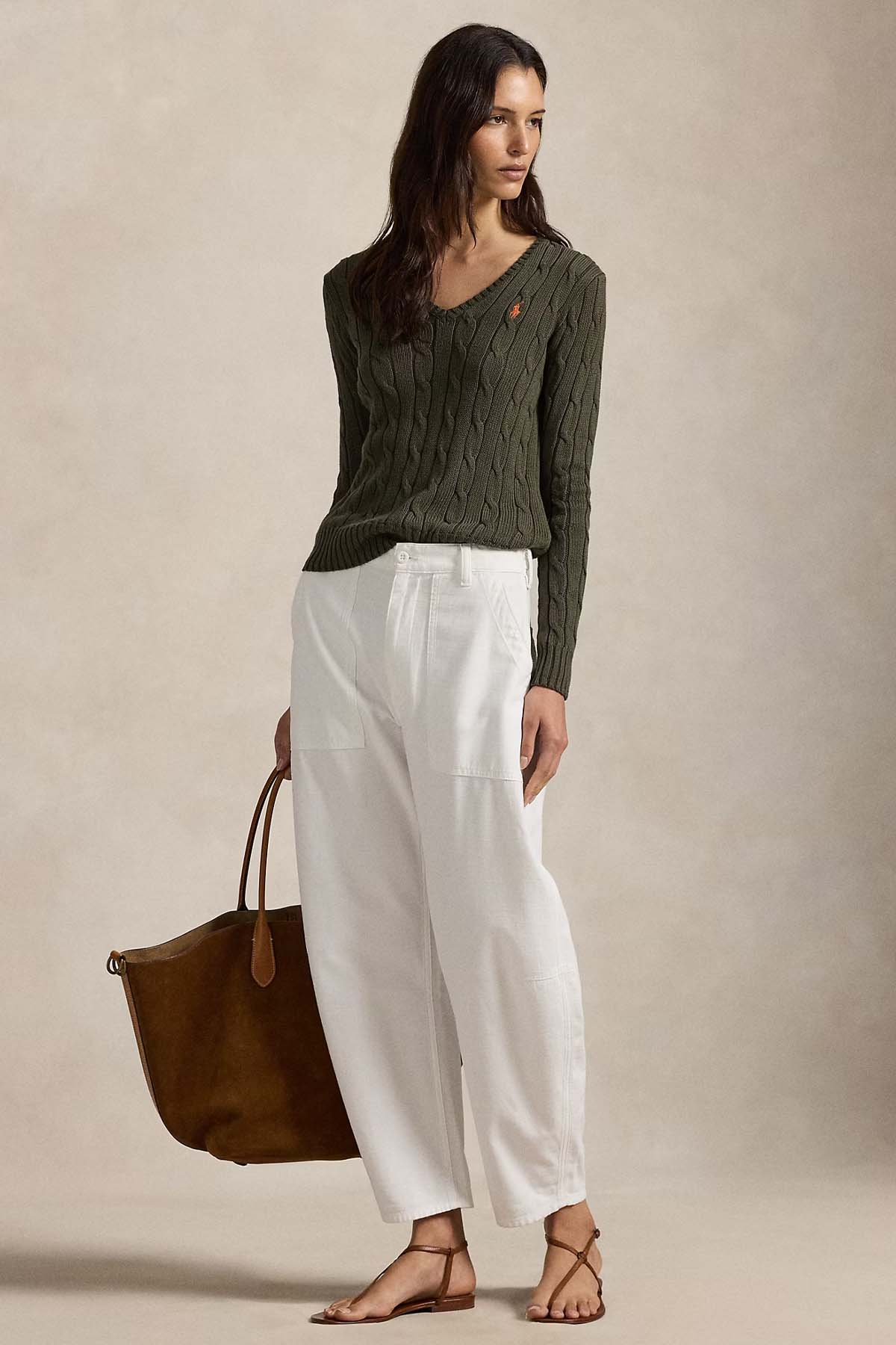 Polo Ralph Lauren Slim Fit V Yaka Saç Örgü Triko