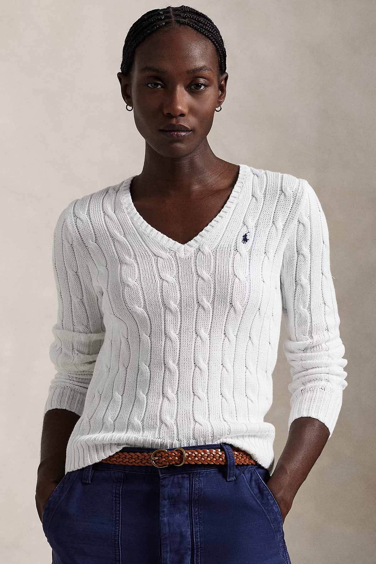 Polo Ralph Lauren Slim Fit V Yaka Saç Örgü Triko