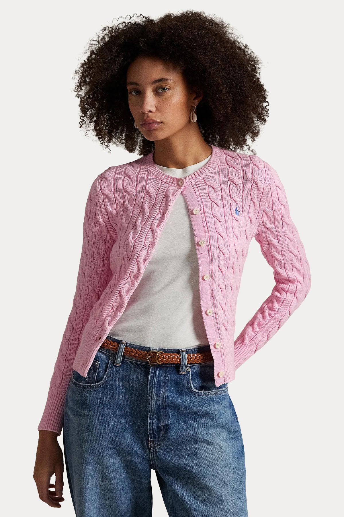 Polo Ralph Lauren Yuvarlak Yaka Saç Örgü Triko Ceket