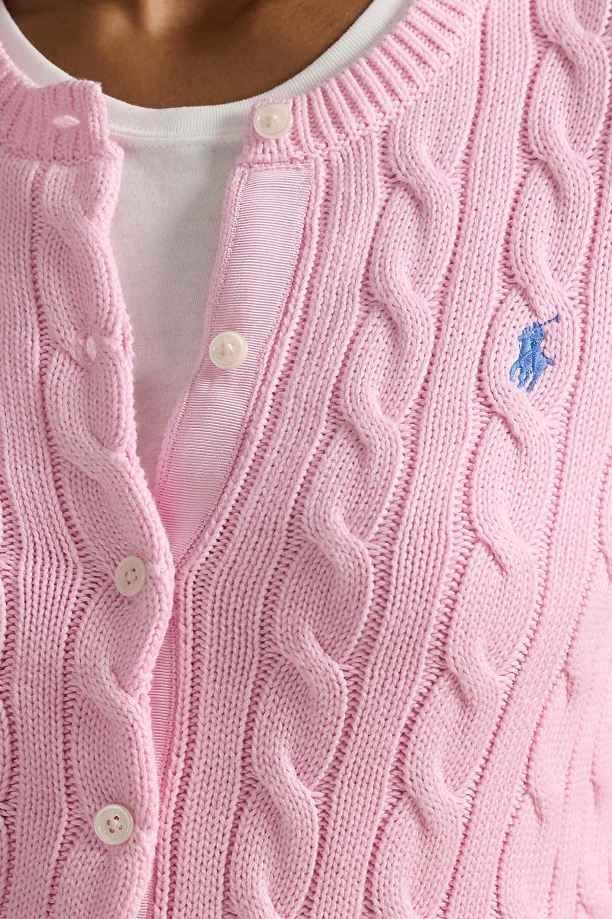 Polo Ralph Lauren Yuvarlak Yaka Saç Örgü Triko Ceket