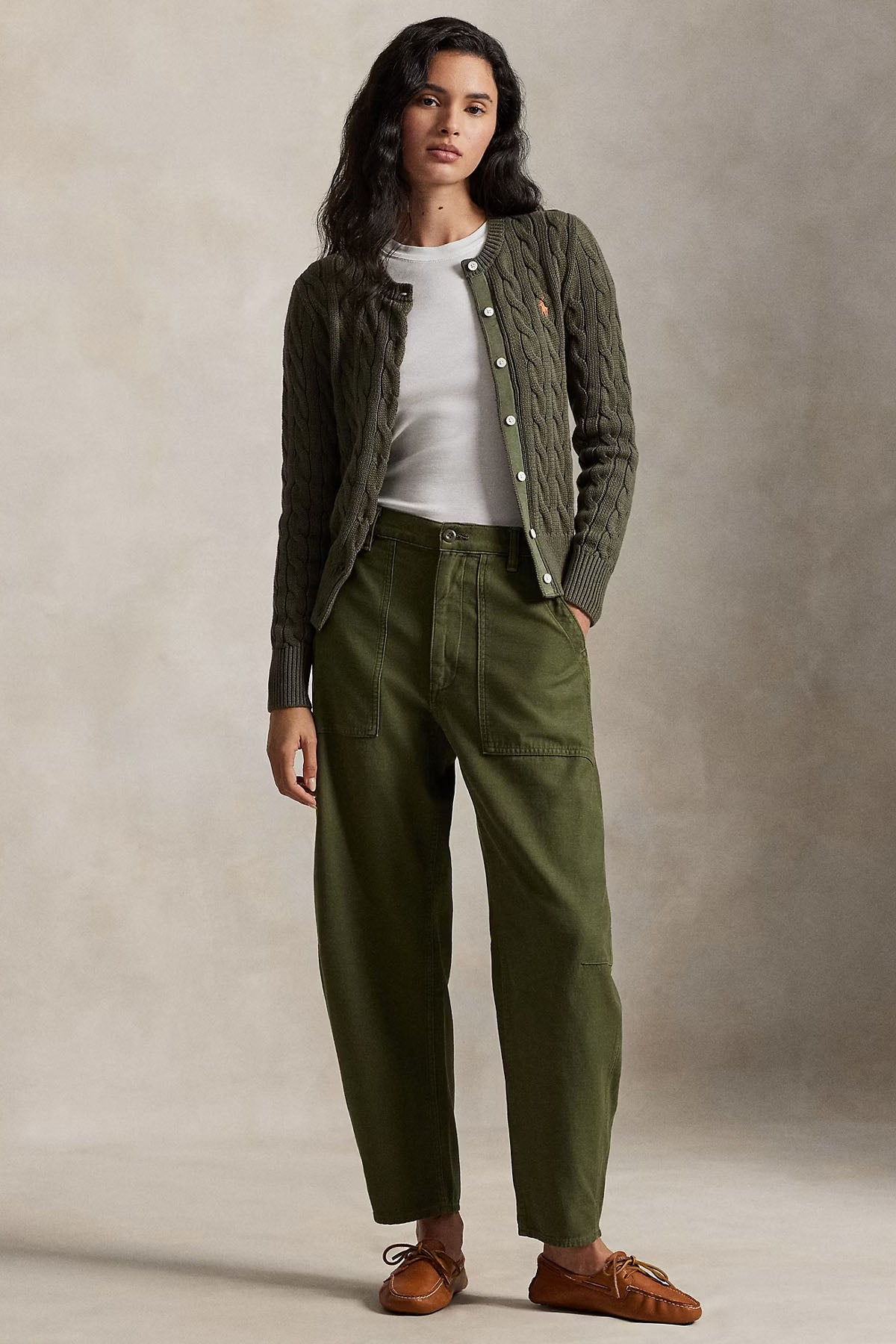 Polo Ralph Lauren Yuvarlak Yaka Saç Örgü Triko Ceket