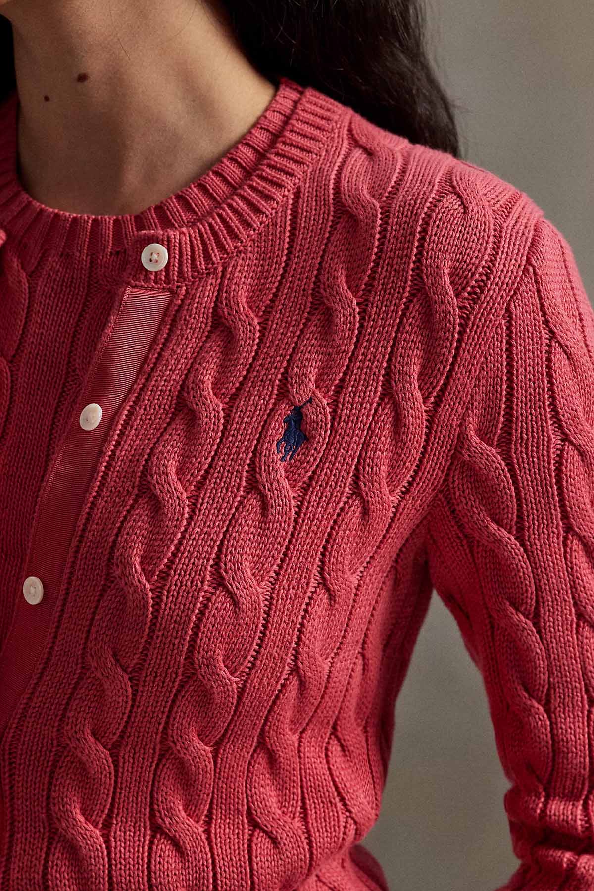 Polo Ralph Lauren Yuvarlak Yaka Saç Örgü Triko Ceket