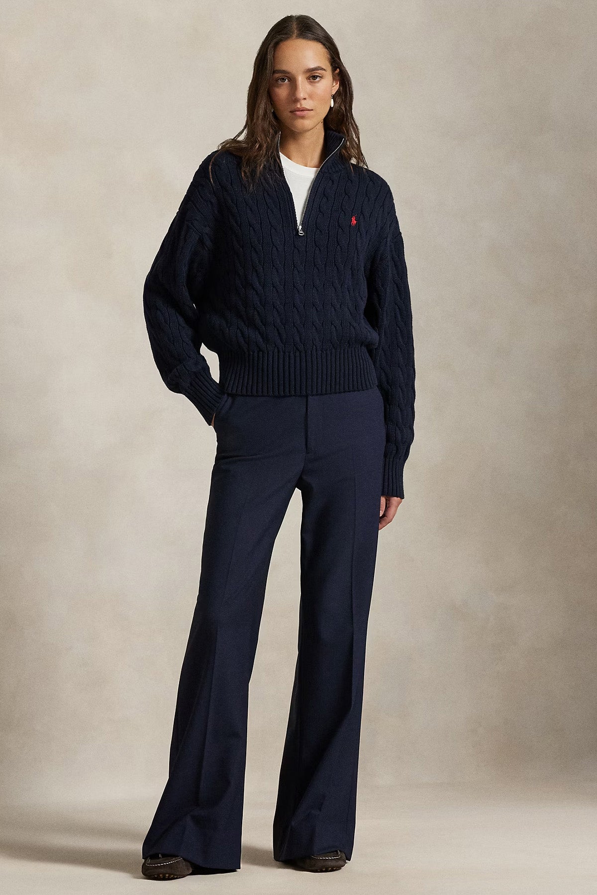 Polo Ralph Lauren Relaxed Fit Perkins Yaka Saç Örgü Triko