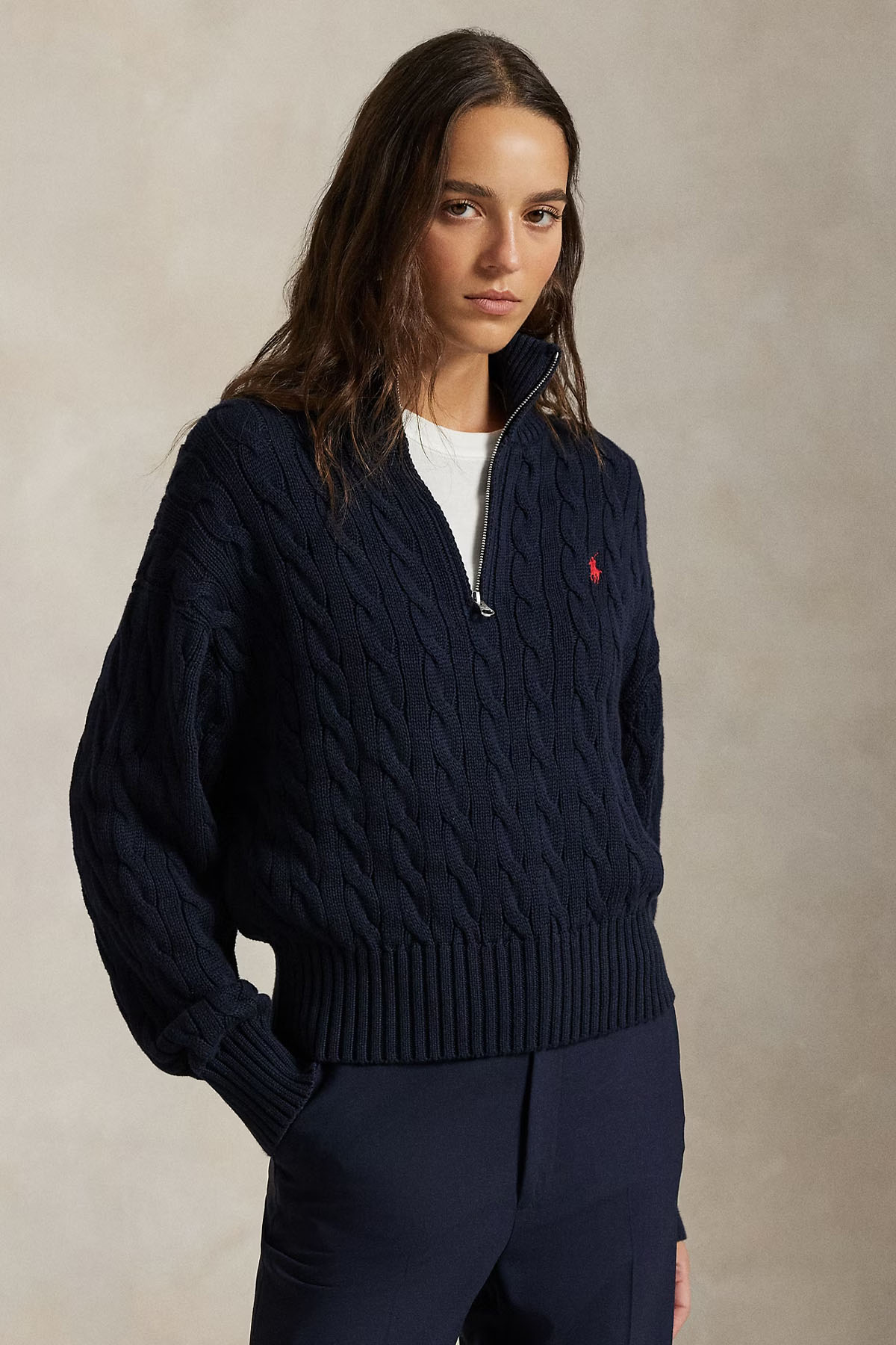 Polo Ralph Lauren Relaxed Fit Perkins Yaka Saç Örgü Triko