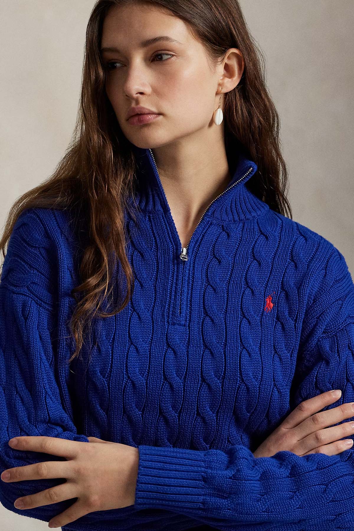 Polo Ralph Lauren Relaxed Fit Perkins Yaka Saç Örgü Triko