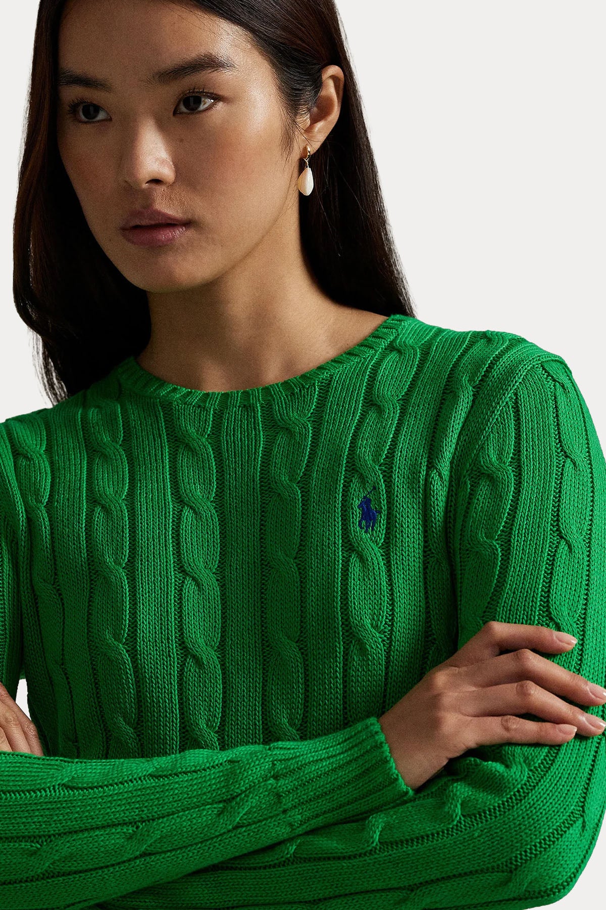 Polo Ralph Lauren Slim Fit Yuvarlak Yaka Saç Örgü Triko