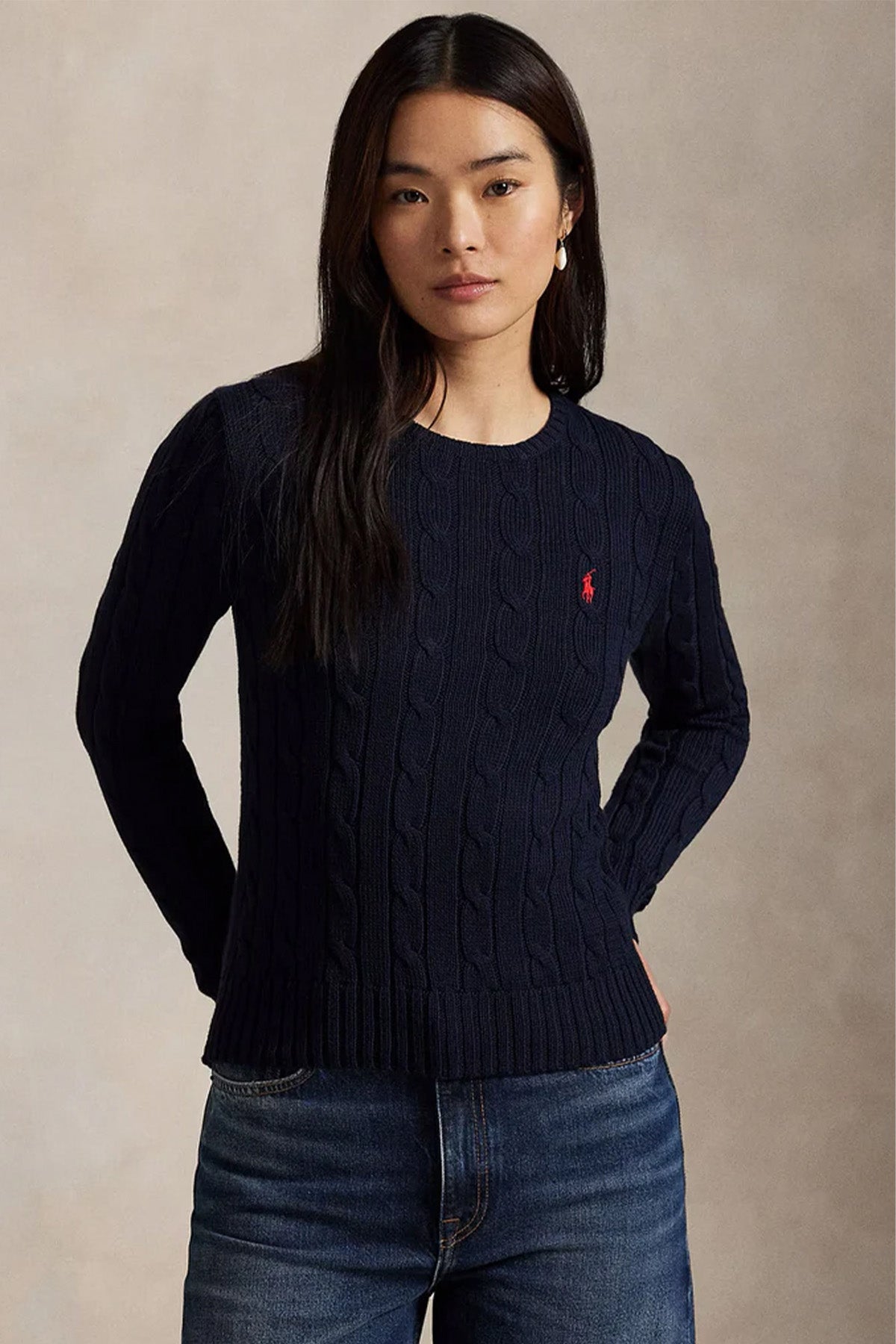 Polo Ralph Lauren Slim Fit Yuvarlak Yaka Saç Örgü Triko