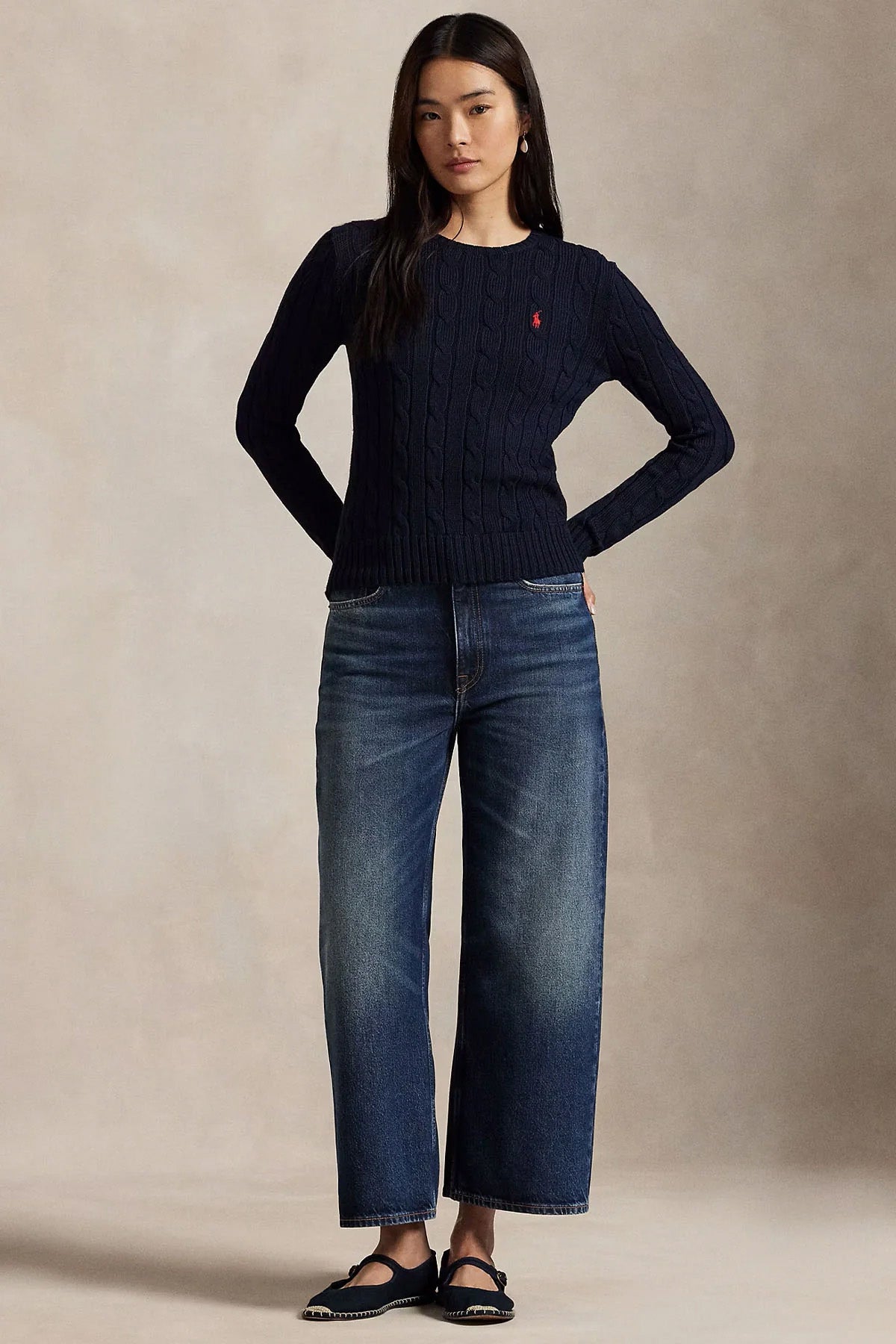 Polo Ralph Lauren Slim Fit Yuvarlak Yaka Saç Örgü Triko