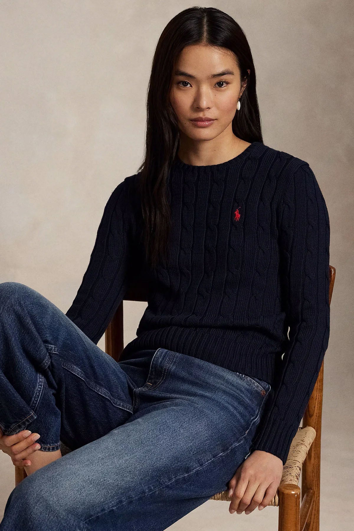 Polo Ralph Lauren Slim Fit Yuvarlak Yaka Saç Örgü Triko