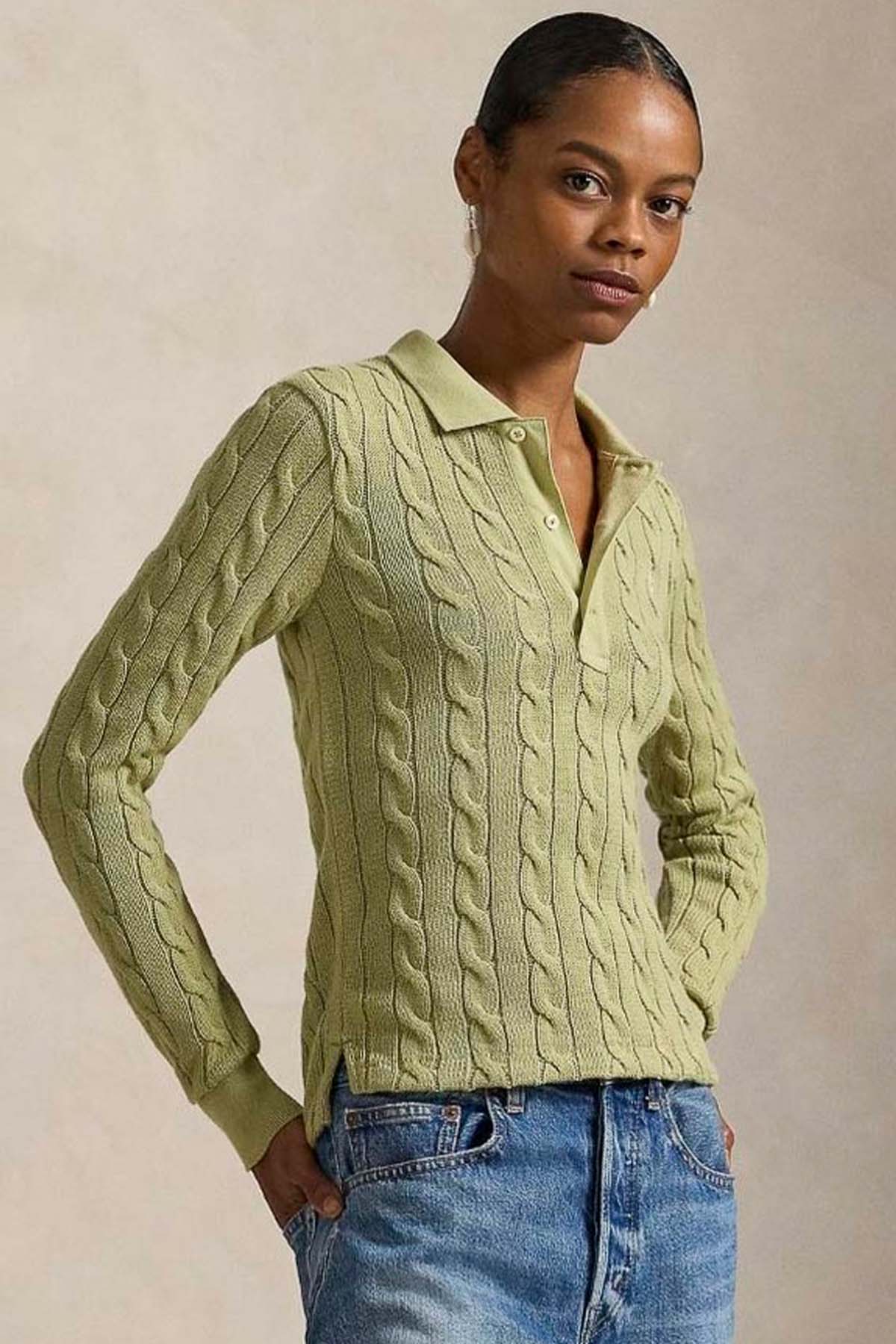 Polo Ralph Lauren Regular Fit Polo Yaka Saç Örgü Triko